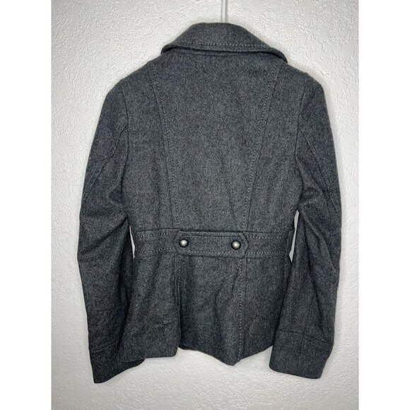 H&M Double Breasted Collar Grey Wool Blend Pea Coat Women's Size Small 2 (R) - Picture 7 of 8